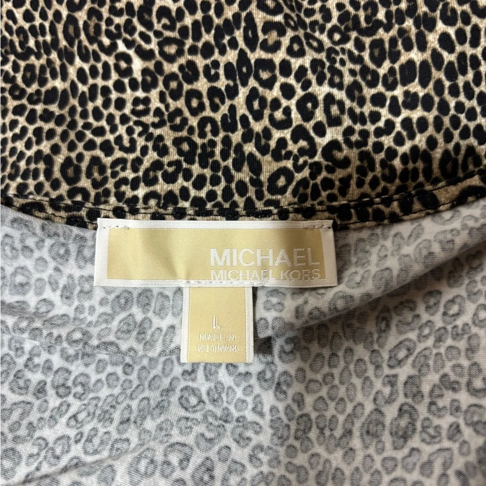 Michael Kors Leopard Print‎ Cold Shoulder Tee Shirt Dress